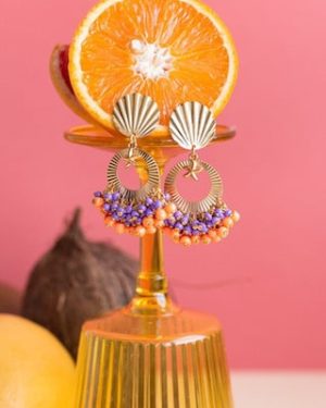 pendientes naranja y lila