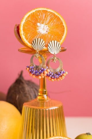 pendientes naranja y lila
