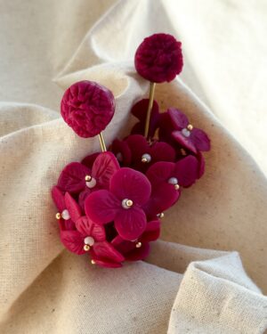 pendientes flor hortensia porcelana fría
